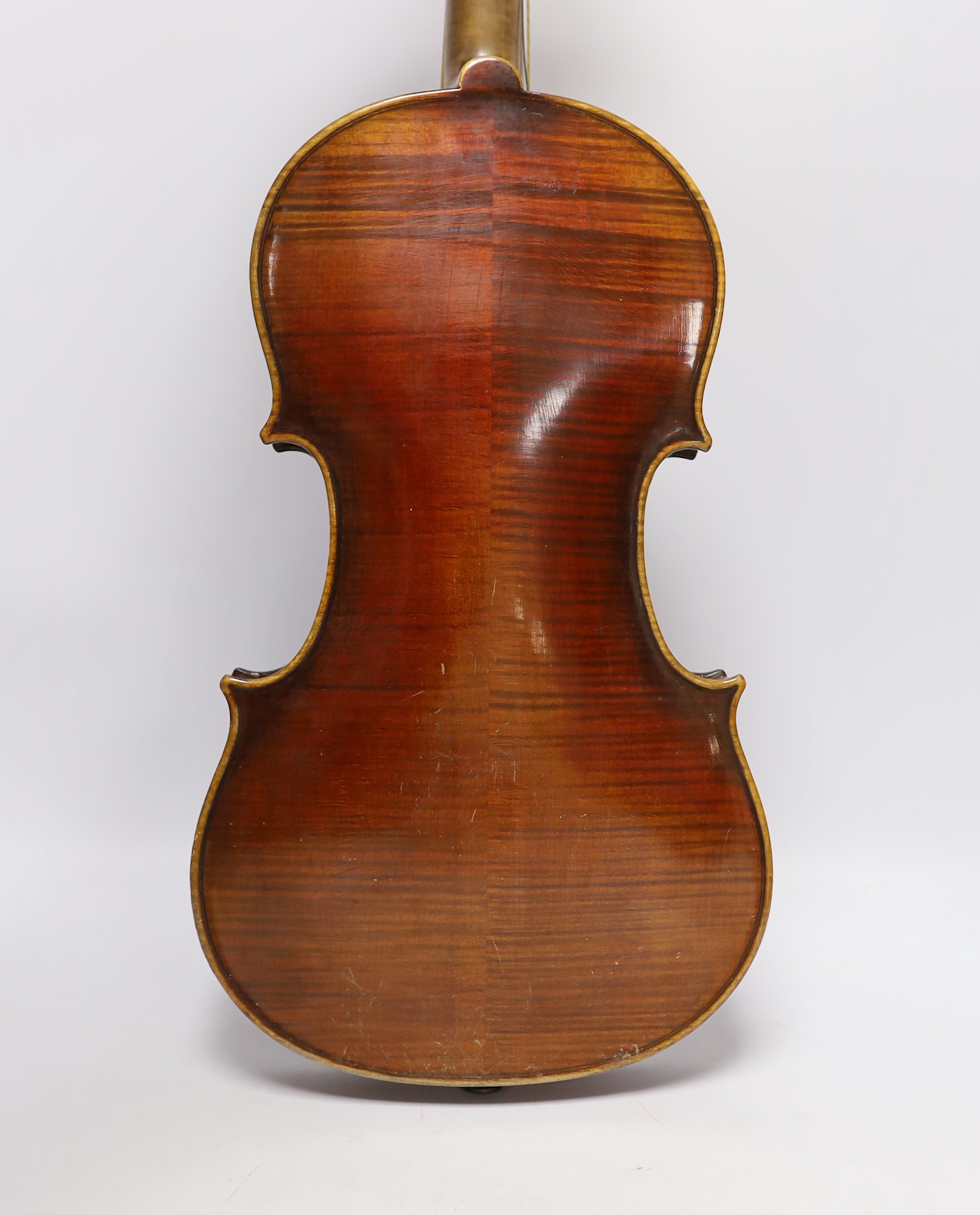A cased early 20th century German violin